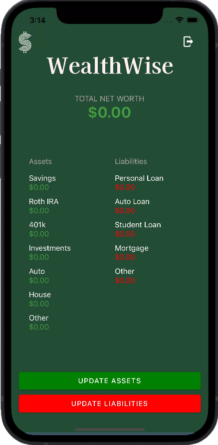 wealthwise mobile app screenshot